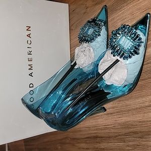 GOOD AMERICAN CINDERELLA BLUE HEELS